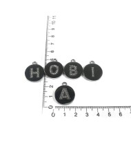 Taşlı Harf - Gümüş - R - 2 Adet