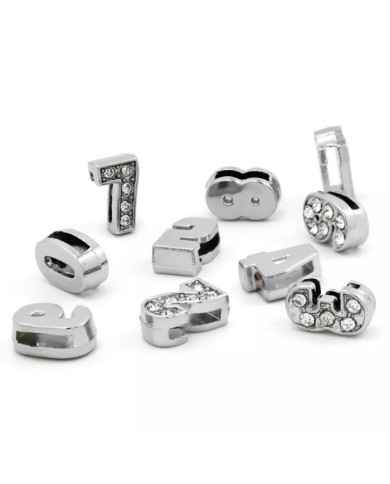 Taşlı Rakam - Kulpsuz  Gümüş - 1 - 2 Adet