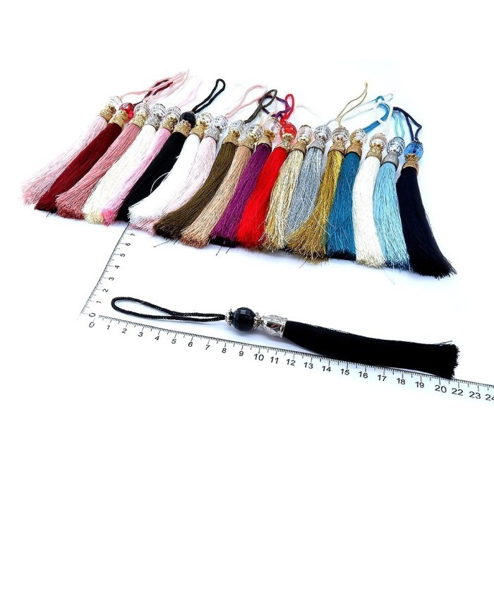 10 Adet - Boncuklu Püskül Lacivert - 10 cm - A