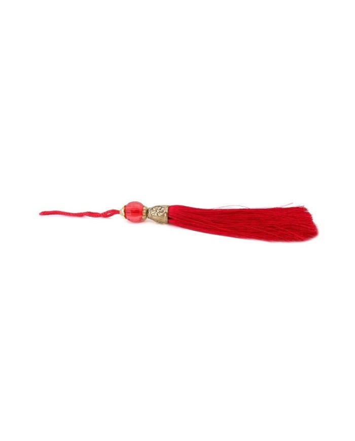 10 Adet - Boncuklu Püskül Kırmızı - 10 cm - A