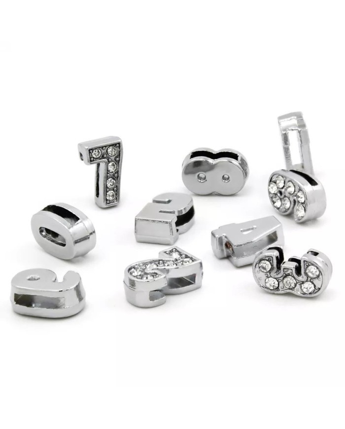 Taşlı Rakam - Kulpsuz  Gümüş - 2 - 2 Adet