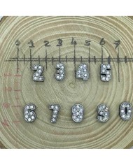 Taşlı Rakam - Kulpsuz  Gümüş - 2 - 2 Adet