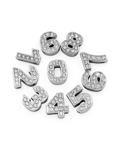 Taşlı Rakam - Kulpsuz  Gümüş - 4 - 2 Adet