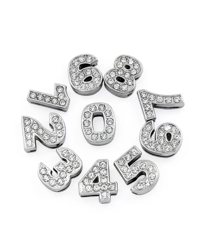 Taşlı Rakam - Kulpsuz  Gümüş - 5 - 2 Adet