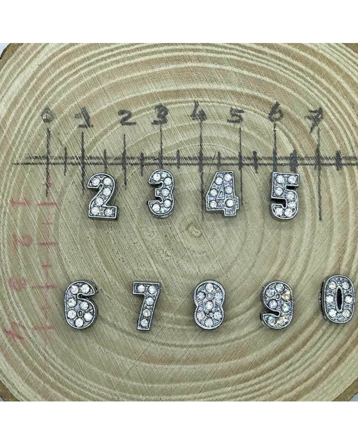 Taşlı Rakam - Kulpsuz  Gümüş - 5 - 2 Adet