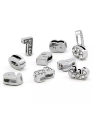 Taşlı Rakam - Kulpsuz  Gümüş - 9 - 2 Adet