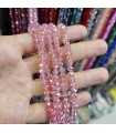 5 Dizi - 6mm Az JanJan Pembe İpe Dizili Kristal Boncuk