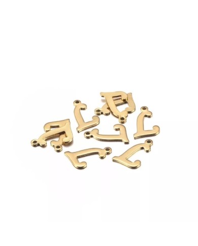 5 ADET - MİNİ HARFLER - METAL KAPLAMA KULPLU GOLD - L