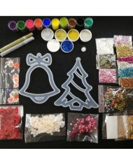 Yılbaşı Süsleme Reçine Epoksi Seti - Boya Seçmeli  - A131 1. Boya Rengi Seçiniz Sarı 2. Boya Rengi Seçiniz Mor