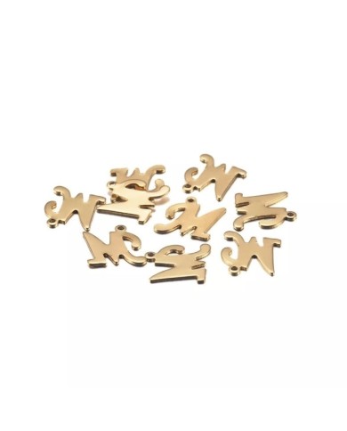 5 ADET - MİNİ HARFLER - METAL KAPLAMA KULPLU GOLD - M