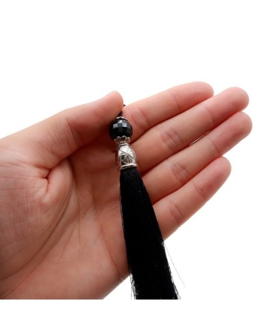 100 Adet - Boncuklu Püskül Siyah - 10 cm - G