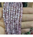 5 Adet İpe Dizili Küp Kristal Boncuk - Janjanlı Açık Pembe - 4mm