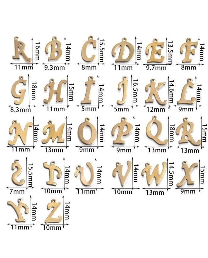 5 adet - Mini Harfler - Metal Kaplama Kulplu Gold  - A