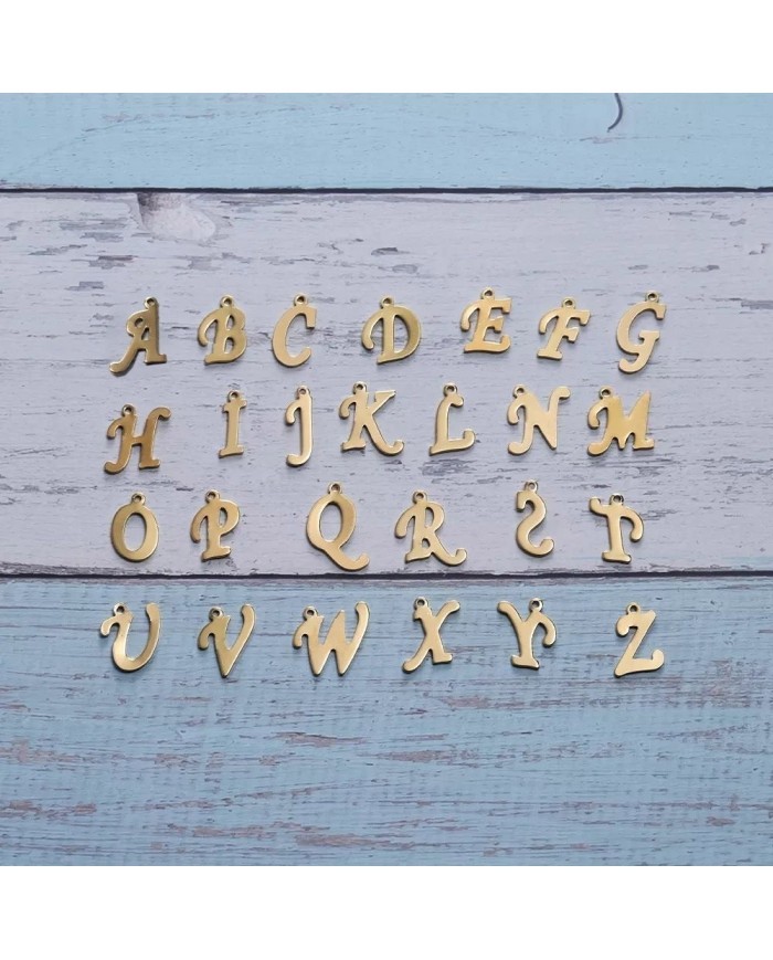 5 adet - Mini Harfler - Metal Kaplama Kulplu Gold  - A