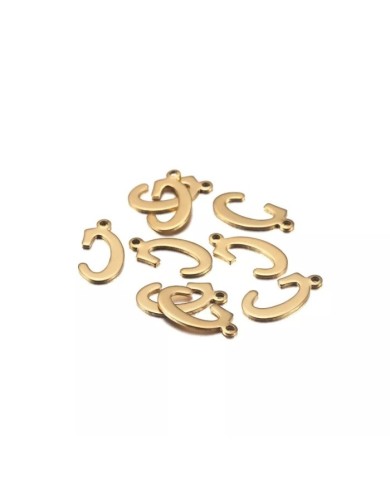 5 Adet - Mini Harfler - Metal Kaplama Kulplu Gold - C