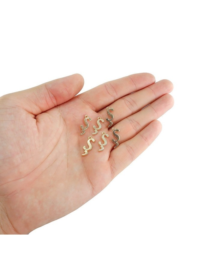 5 ADET - MİNİ HARFLER - METAL KAPLAMA KULPLU GOLD - Ş