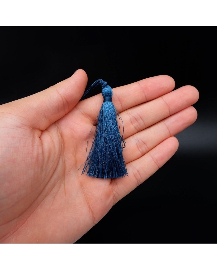 10 ADET - İPEK PÜSKÜL 7-8 CM - SAKS MAVİ