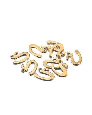 5 ADET - MİNİ HARFLER - METAL KAPLAMA KULPLU GOLD - U