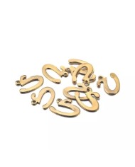 5 ADET - MİNİ HARFLER - METAL KAPLAMA KULPLU GOLD - U