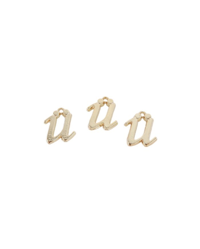 5 ADET - MİNİ HARFLER - METAL KAPLAMA KULPLU GOLD - Ü