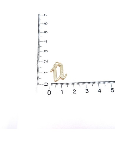 5 ADET - MİNİ HARFLER - METAL KAPLAMA KULPLU GOLD - Ü