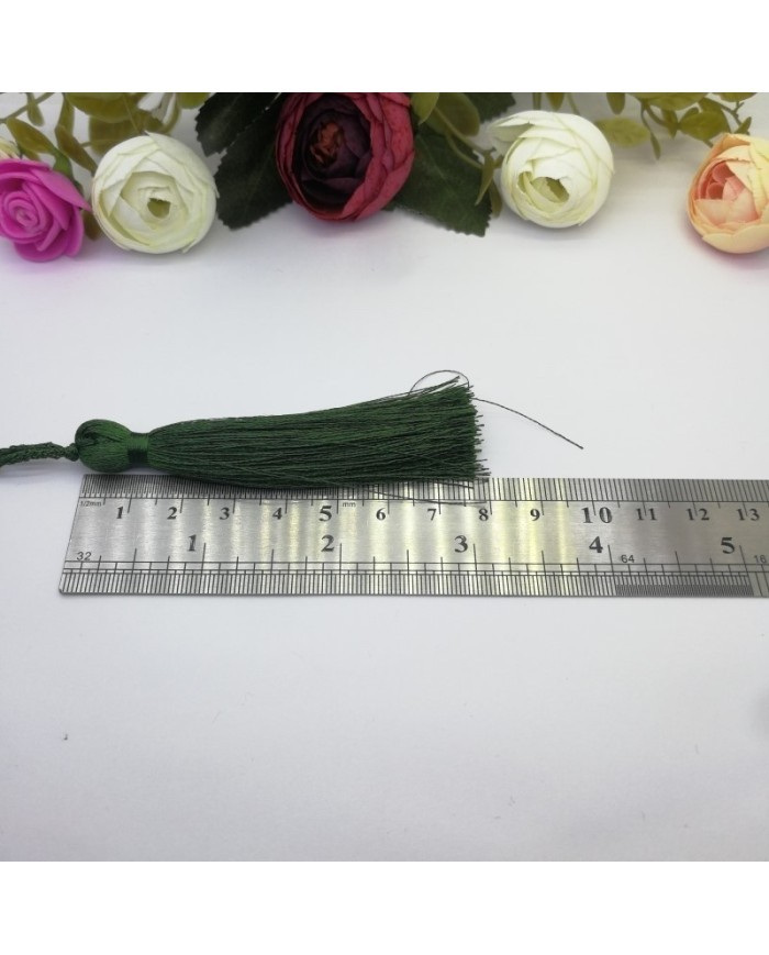 50 Adet - 7-8 cm İpek Püskül - koyu yeşil