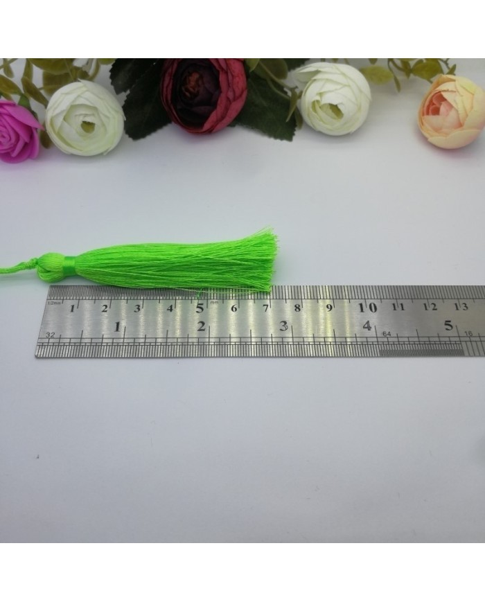 50 Adet - 7-8 cm İpek Püskül - neon yeşil