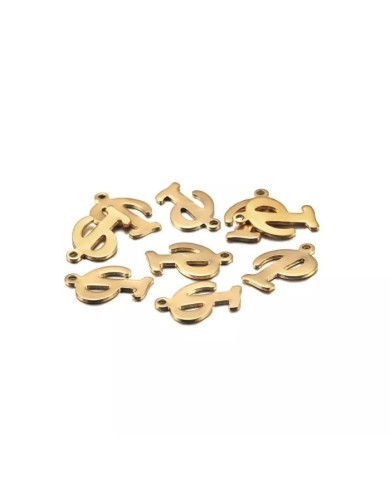 5 ADET - MİNİ HARFLER - METAL KAPLAMA KULPLU GOLD - P