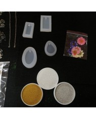 Anahtarlık ve Takı Reçine Epoksi Seti - Boya Seçmeli  - A23 1. Boya Rengi Seçiniz Mor 2. Boya Rengi Seçiniz Turkuaz