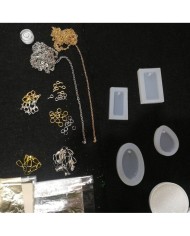 Anahtarlık ve Takı Reçine Epoksi Seti - Boya Seçmeli  - A23 1. Boya Rengi Seçiniz Pembe 2. Boya Rengi Seçiniz Turkuaz