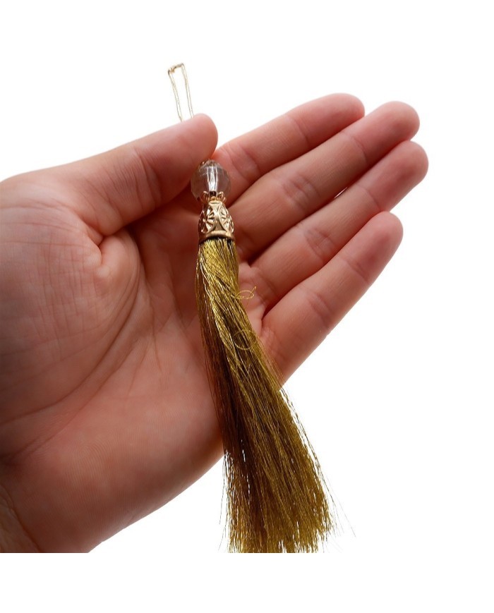 10 Adet - Boncuklu Püskül Hardal - 10 cm - A