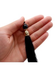 10 Adet - Boncuklu Püskül Siyah - 10 cm - A