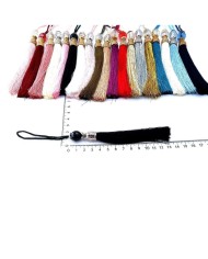 10 Adet - Boncuklu Püskül Siyah - 10 cm - A