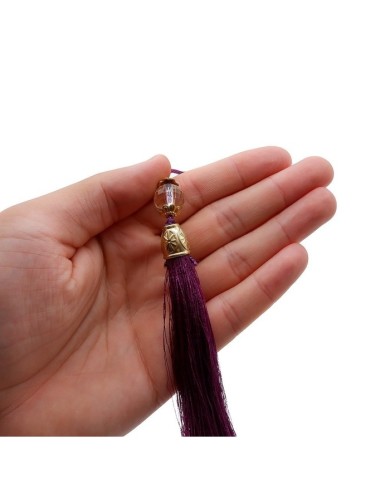 10 Adet - Boncuklu Püskül Mor - 10 cm - A