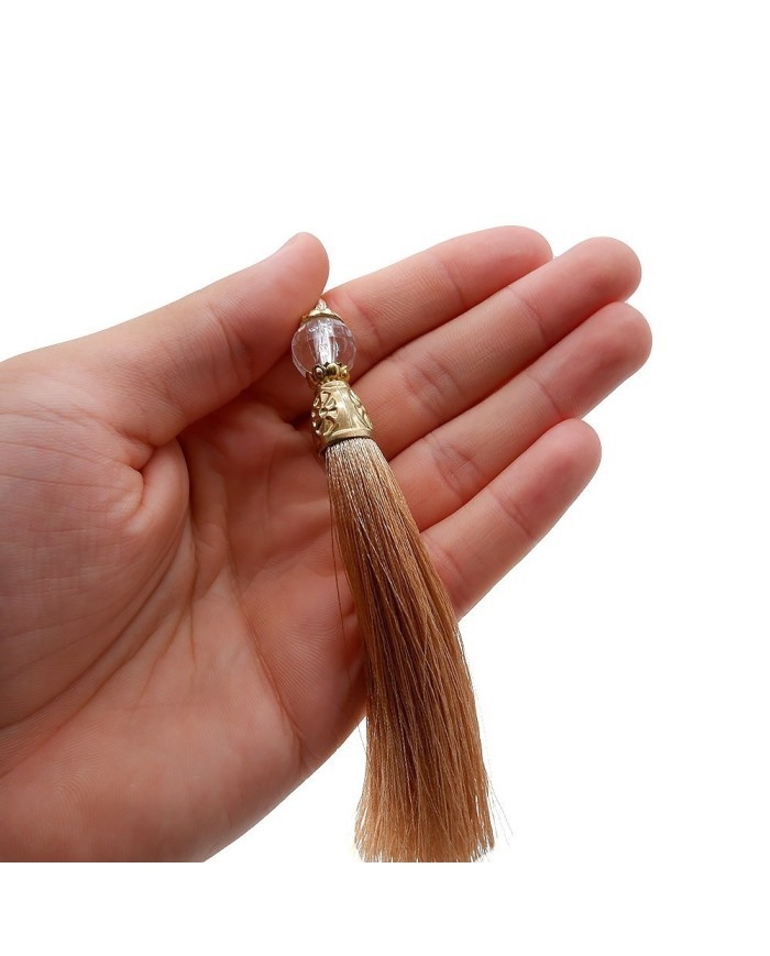 50 Adet - Boncuklu Püskül Bej - 10 cm - A