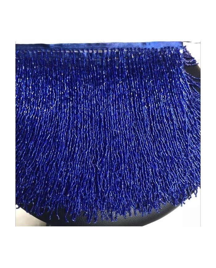 1 Metre - Boncuklu 15 cm - Püskül Saçak Saks Mavi