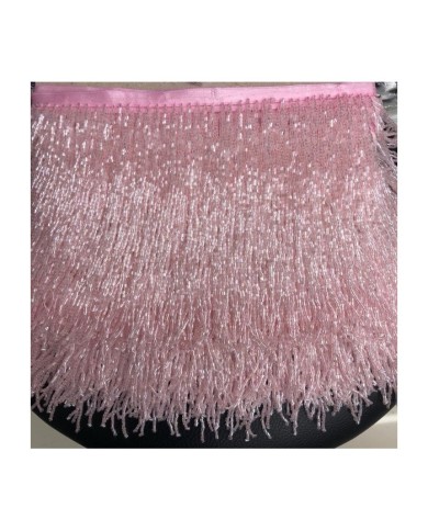 1 Metre - Boncuklu 15 cm - Püskül Saçak Pembe
