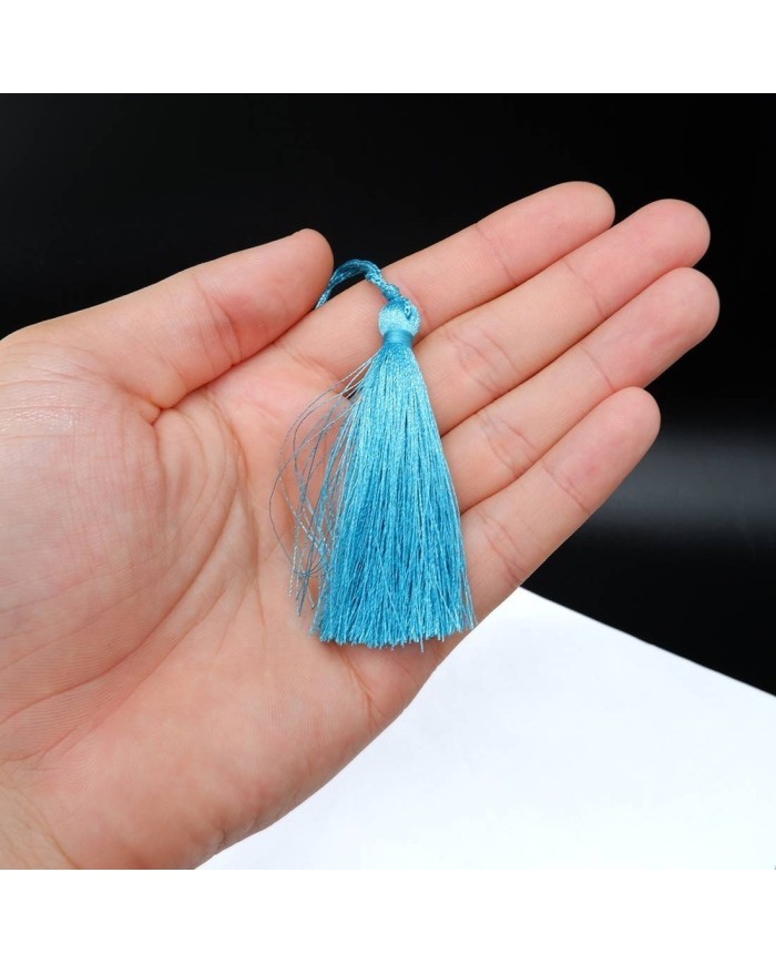 10 Adet - İpek Püskül 7-8 cm - Mavi