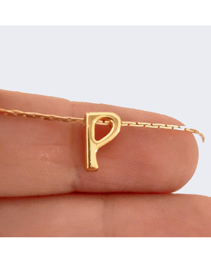 "P" Mini Harfler Lak Kaplama Gold - 3 Adet