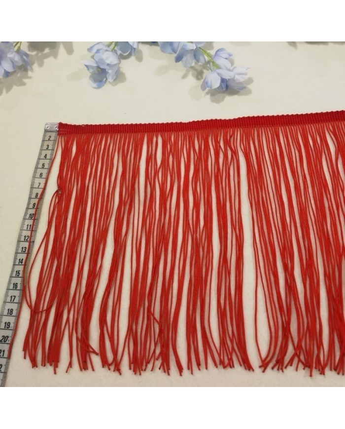 5 Metre - Kırmızı İp Saçak - 20 cm