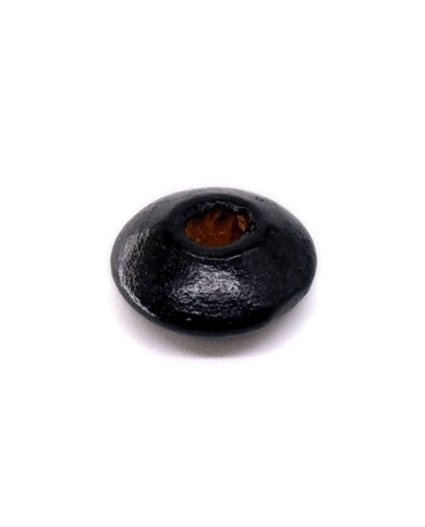 Ahşap Yassı Yuvarlak Boncuk - 1 Kilogram Siyah