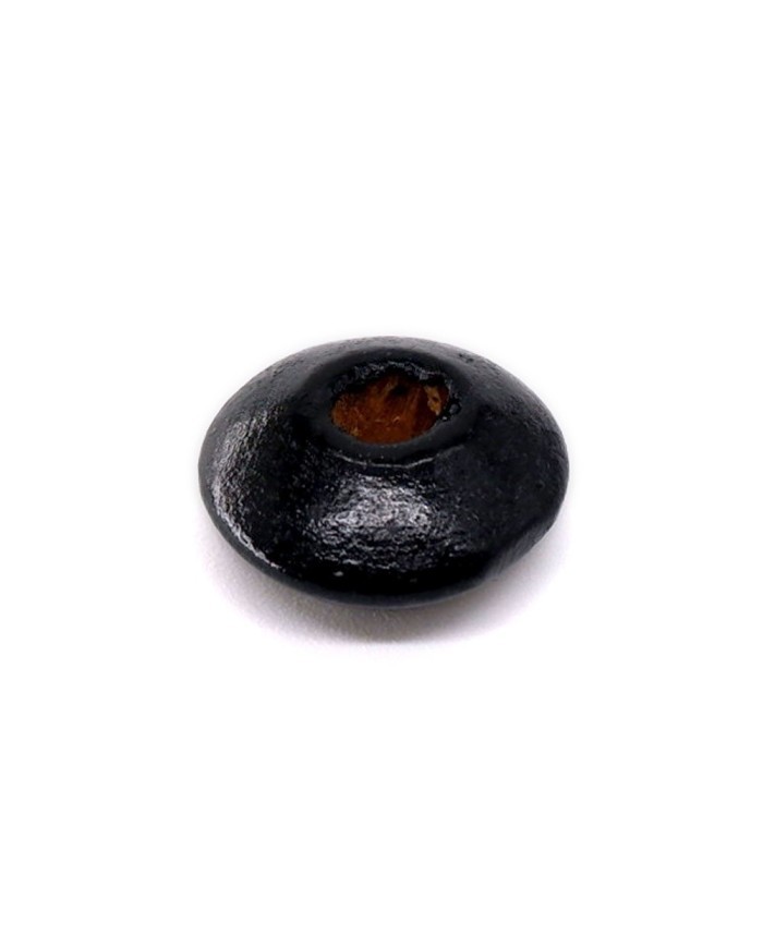 Ahşap Yassı Yuvarlak Boncuk - 1 Kilogram Siyah