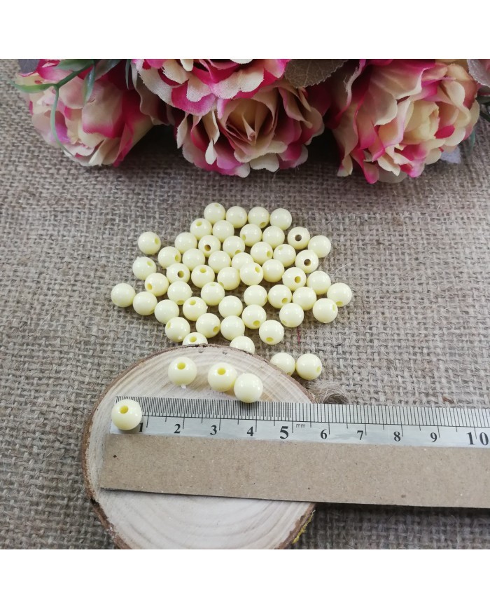 Plastik İnci Boncuk - Krem Rengi 8 mm - 1 Kg