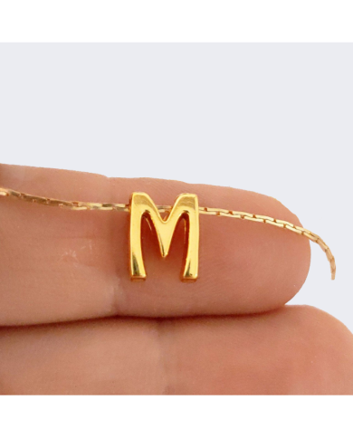 "M" Mini Harfler Lak Kaplama Gold - 3 Adet