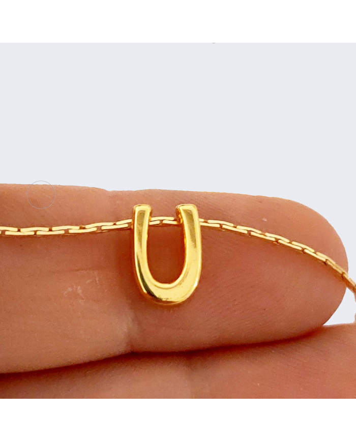 "U" Mini Harfler Lak Kaplama Gold - 3 Adet