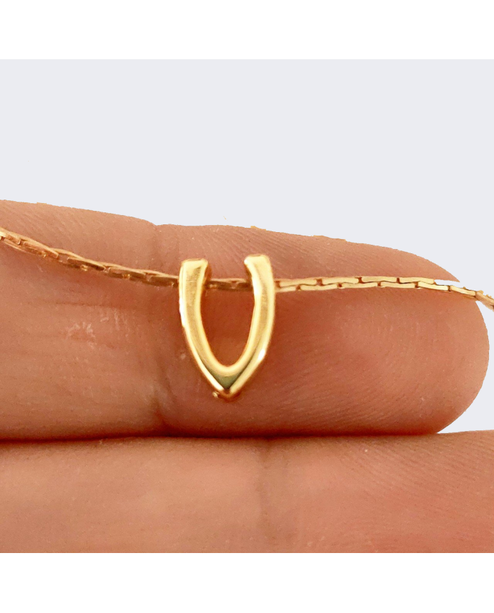 "V" Mini Harfler Lak Kaplama Gold - 3 Adet