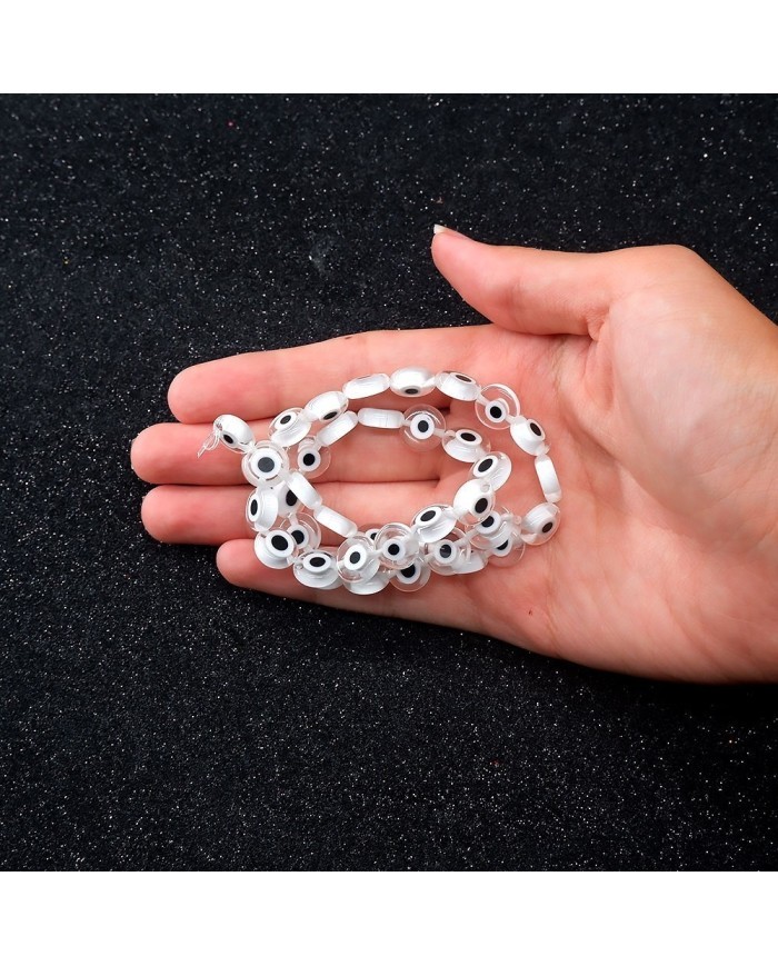 Cam Nazar Boncuk -beyaz- 8x4mm