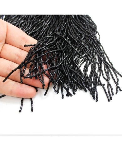 1 Metre - Boncuklu 15 Cm Püskül Saçak Siyah