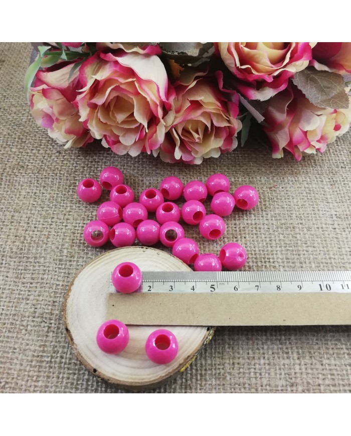 Plastik İnci Boncuk - Şeker Pembesi 14 mm - 1 Kg