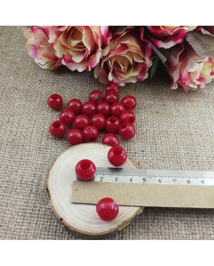 Plastik İnci Boncuk - Bordo 14 mm - 1 Kg